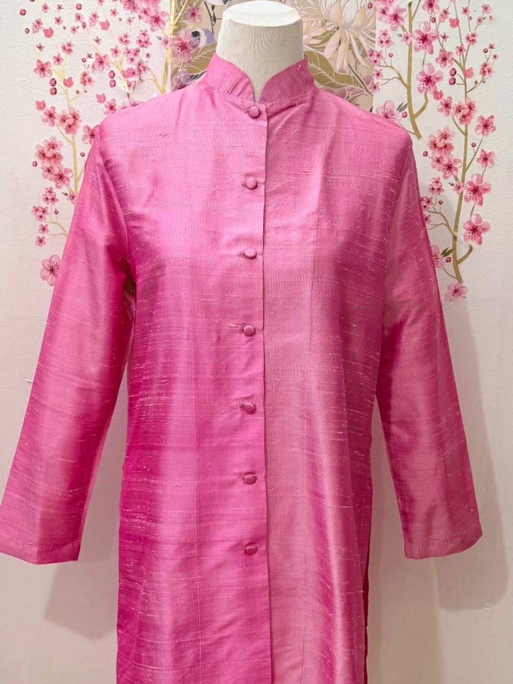 VTG Charlotte Kellogg Palm Beach Raw Silk Tunic, Resort Wear, Fuscia/Pink